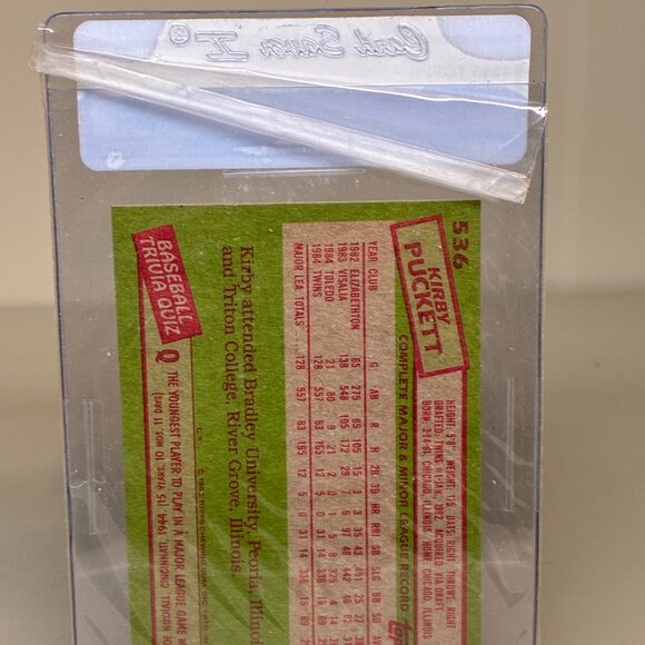 1985-1989 TOPPS KIRBY PUCKETT COLLECTION RC #536 GRADED NM 7 Verisleeve - Picture 2 of 2